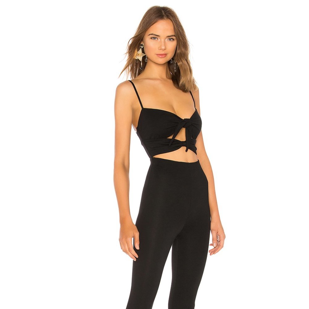 LPA Tie Front Catsuit in Black